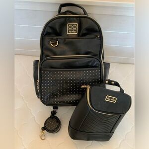 Itsy Ritsy diaper bag, bottle cooler and binky clip